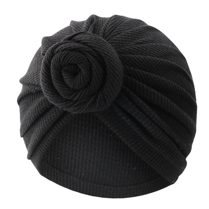 New Waffle Cotton Floral Turban Hat, Donut Knot Pullover Hat, Cross-Border Supply Jdt-282K