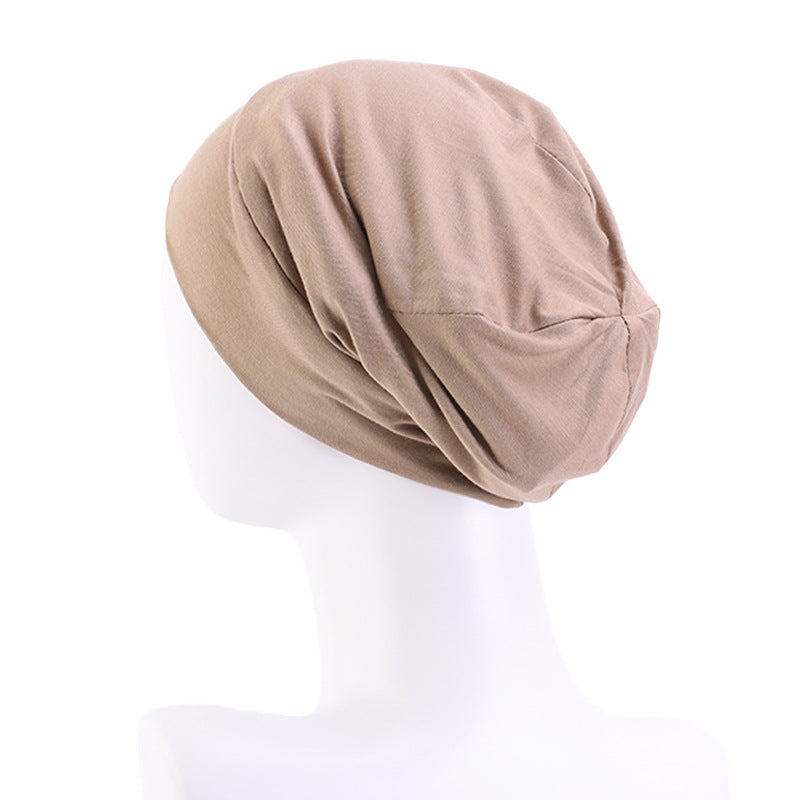 Modal stretch cotton pullover cap lined with Satin double-layer nightcap turban cap chemotherapy hat