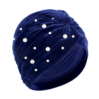 Cross-border supply starry Pearl Diamond flannel headscarf hat pleated Indian hat toe cap TJM-21F