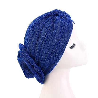 Cross-border new bright silk big flower headscarf hat ethnic style toe cap retro fashion hat TJM-322