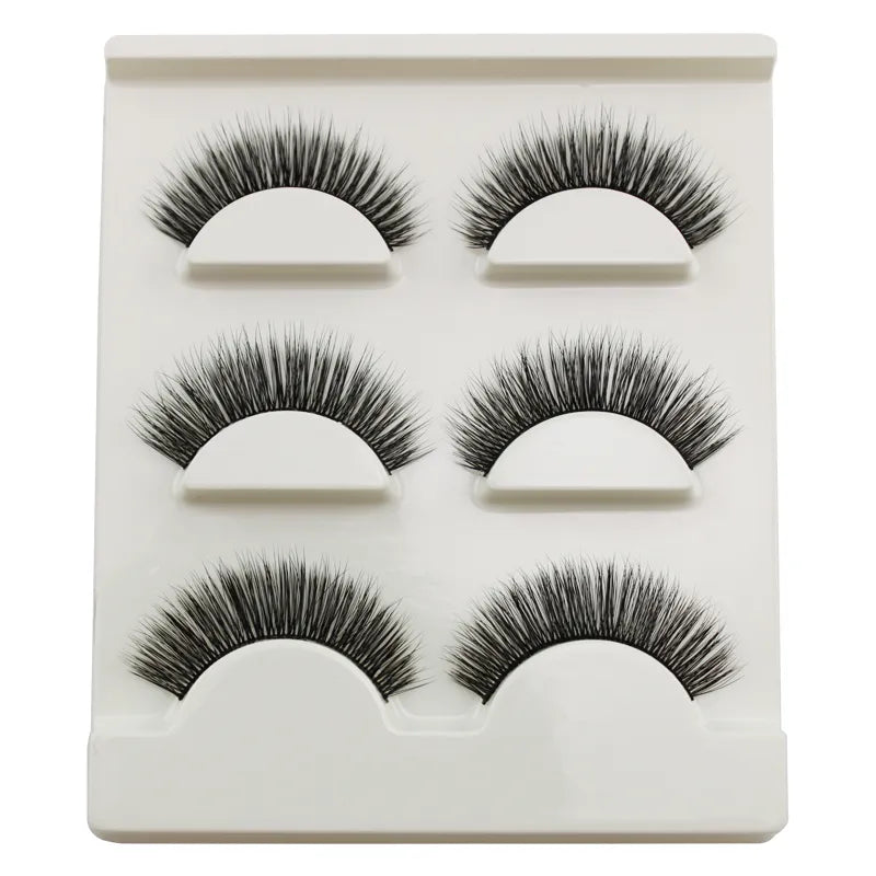 3 Pair 3D Nature Black False Eyelashes 25 mm