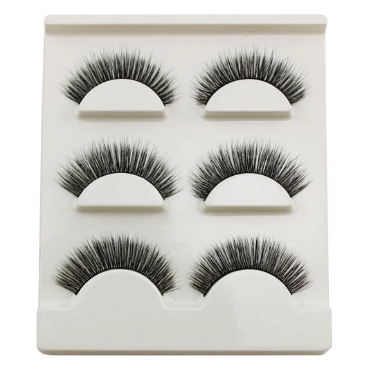 3 Pair 3D Nature Black False Eyelashes 25 mm