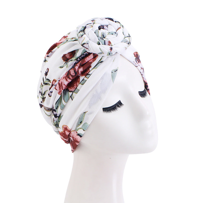 Pastoral Print Twist Braid Ball Twist Cap Snail Plate Flower Cap African Cloth Cap JDT-342C