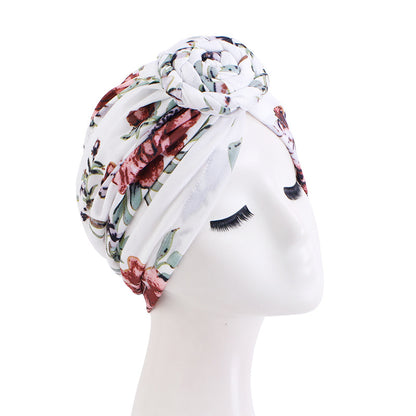 Pastoral Print Twist Braid Ball Twist Cap Snail Plate Flower Cap African Cloth Cap JDT-342C