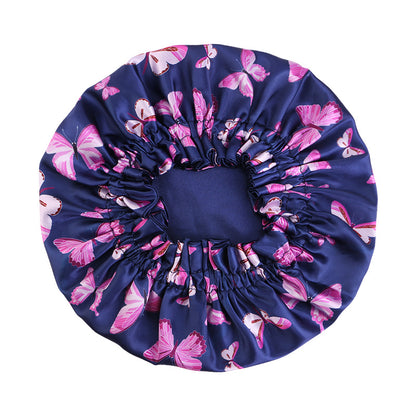 Children's Double-Layer Satin Butterfly Print Sleep Cap, Hair Care Headscarf, Shower Cap Jdkb-16G