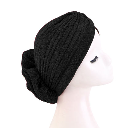 Cross-border new bright silk big flower headscarf hat ethnic style toe cap retro fashion hat TJM-322