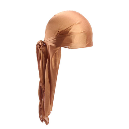 European and American popular artificial silk long tail pirate hat men's and women's bag headscarf hat printable LOGO