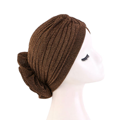 Cross-border new bright silk big flower headscarf hat ethnic style toe cap retro fashion hat TJM-322