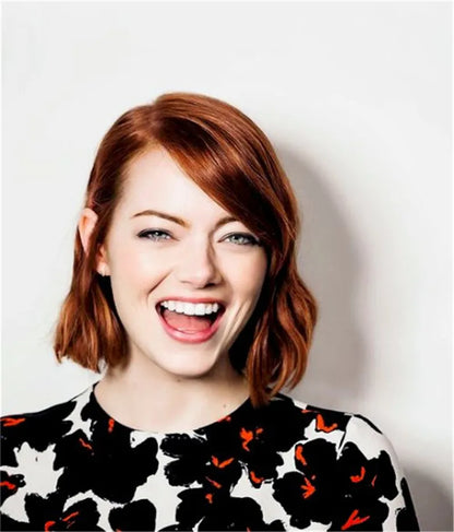 Emma Stone Natural Wavy Human Hair Full Lace Wig 14Inches