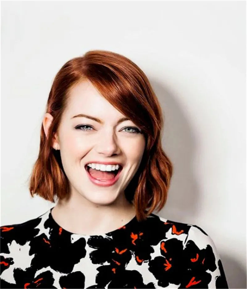 Emma Stone Natural Wavy Human Hair Full Lace Wig 14Inches