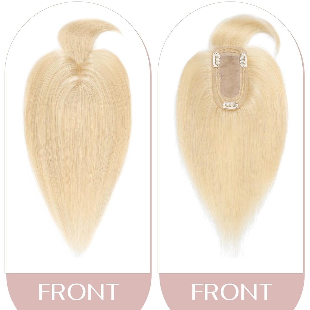 Human Hair Topper with Bangs - Real Human Hair Toppers for Women with Thin Hair