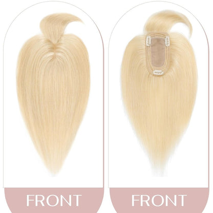 Human Hair Topper with Bangs - Real Human Hair Toppers for Women with Thin Hair