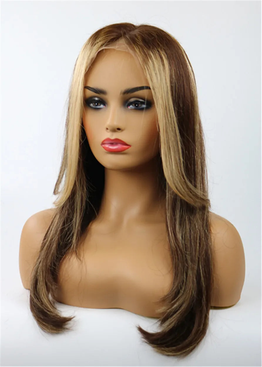 Top Quality Romantic Hairstyle Long Straight Full Lace Wig 100% Human Hair 22 Inches