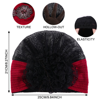 New Cross-Border Floral Hat with Beaded Flower Accessories, Headscarf Hat, Hair Protection Headscarf Hat Jdt-518