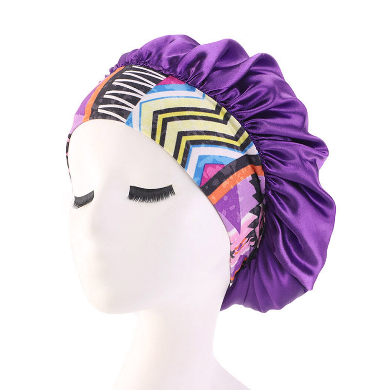 Printed hair band satin round hat nightcap beauty makeup hat headscarf cap JDB-301H