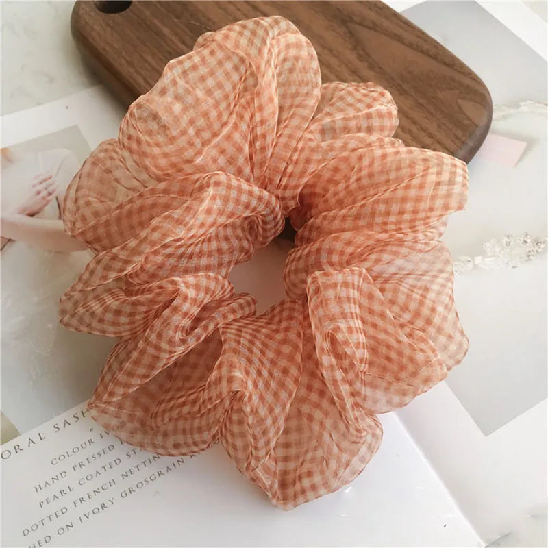 Korean Style Lady/Women's Plaid Pattern Yarn Material Hair Rope Accessories