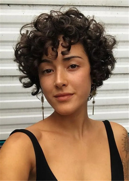 Short Kinky Curly Synthetic Hair Women WIgs 10 Inches