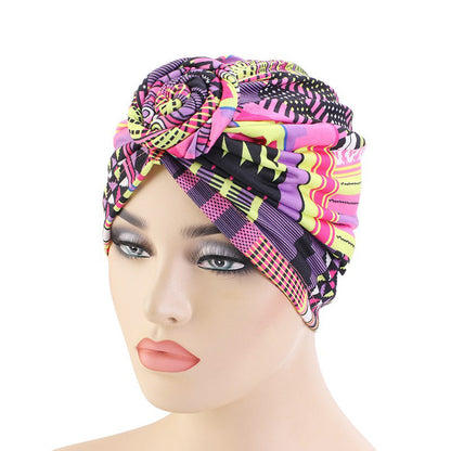 Amazon European and American ethnic style plate Flower headscarf cap elastic printing Indian cap chemotherapy cap TJM-342B