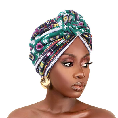 Amazon European and American ethnic style plate Flower headscarf cap elastic printing Indian cap chemotherapy cap TJM-342B