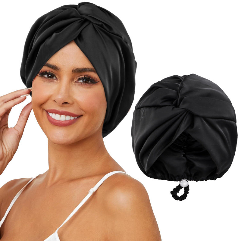 Adjustable Buckle Imitation Silk Cross Nightcap, Twisted Turban Cap, Head Wrap Cap, Hair Care Hat Jdt-473-2