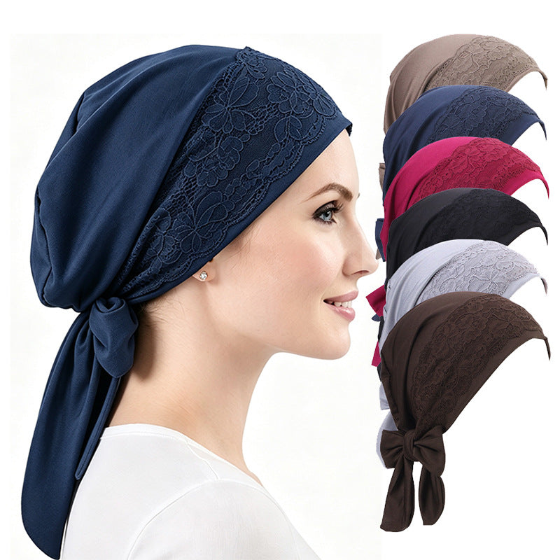 New source lace hat edge elastic ribbon headscarf cap, toe cap, base cap, chemotherapy cap