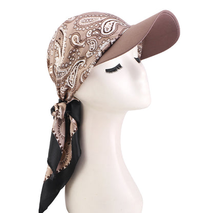 New Satin Square Scarf Hat with Brim, Outdoor Sunshade Turban Hat, Sunshade Cloth Hat Jdt-234J