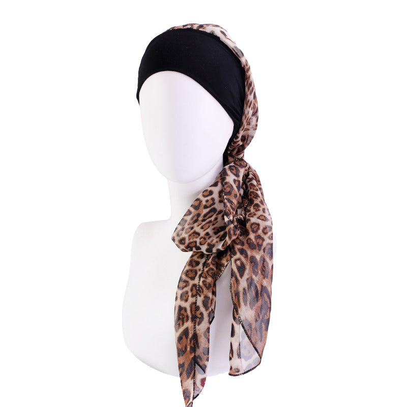 Elastic cotton hair band scarf hat chiffon ribbon headscarf cap toe cap all-match clothing hat