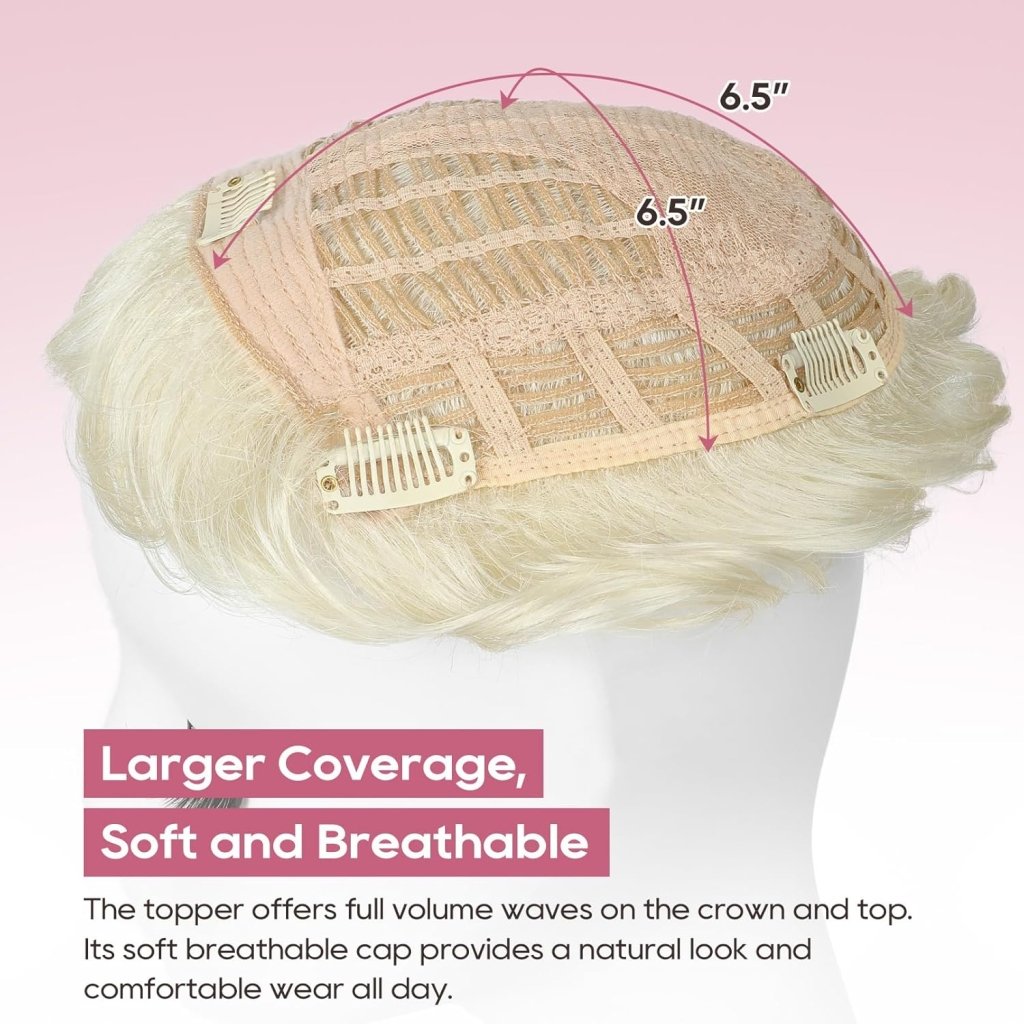 Short Wiglet Hair Topper for Women with Thinning Hair Large Coverage Synthetic Top Grey