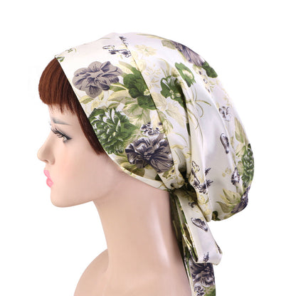 New Color Ding Hood Women's Printed Tie Tape Hat Pastoral Style Ribbon Braid Hat TJM-226