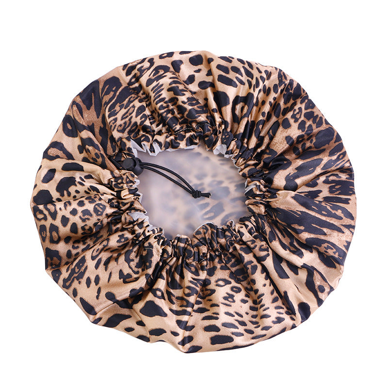 Double-layer printed waterproof shower cap dustproof and oil-proof cigarette cap adjustable beauty perm cap JDY-453A-1
