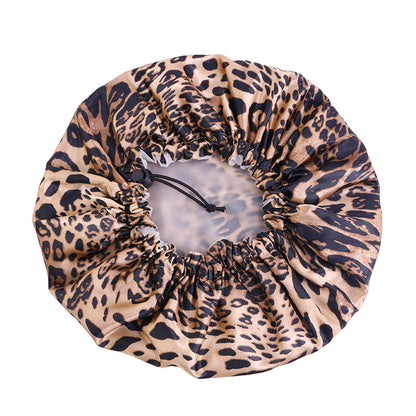 Double-layer printed waterproof shower cap dustproof and oil-proof cigarette cap adjustable beauty perm cap JDY-453A-1