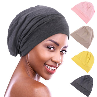 Modal stretch cotton pullover cap lined with Satin double-layer nightcap turban cap chemotherapy hat