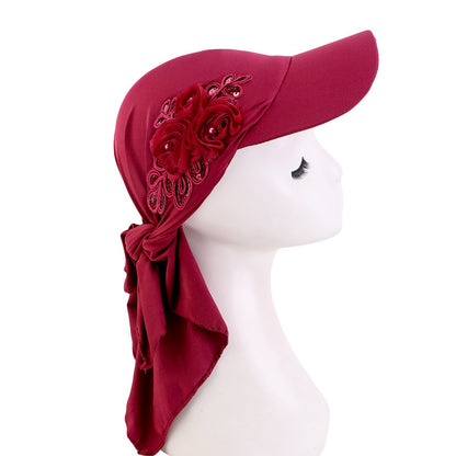 Sequin flower accessories cap brim turf hat sunshade baseball scarf all-in-one hat strap sun hat