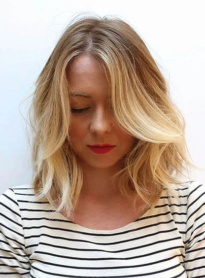 Parrucche per capelli umani con pizzo frontale e onda naturale, stile Bob, 12 pollici