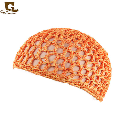 Solid Color Hand Crocheted Hair Care Mesh Hair Cover Headgear Nightcap Breathable FW-11