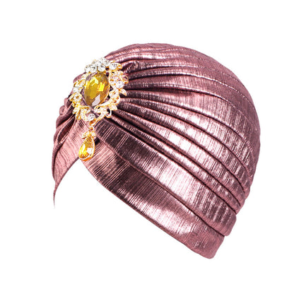 Cross-border retro alloy pendant retro pleated bronzing turban hat turban indian hat JDT-413A