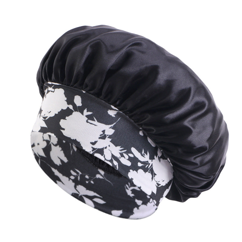 African style printed elastic wide-brimmed satin nightcap beauty makeup hair care hat JDB-405B-3