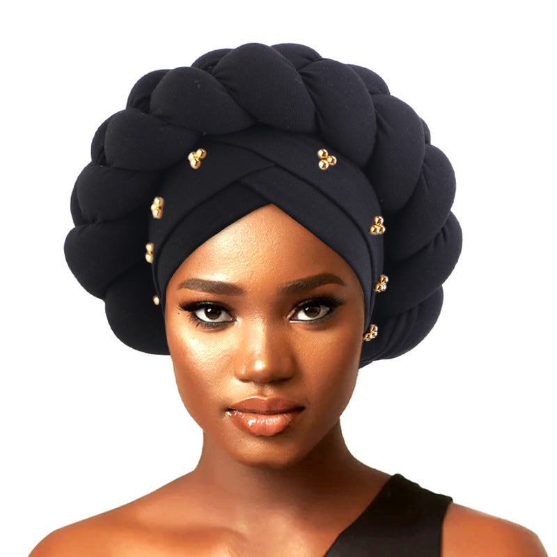 Cross-border supply African hat three-dimensional sponge hemp flower braid headscarf hat ethnic style clothing hat