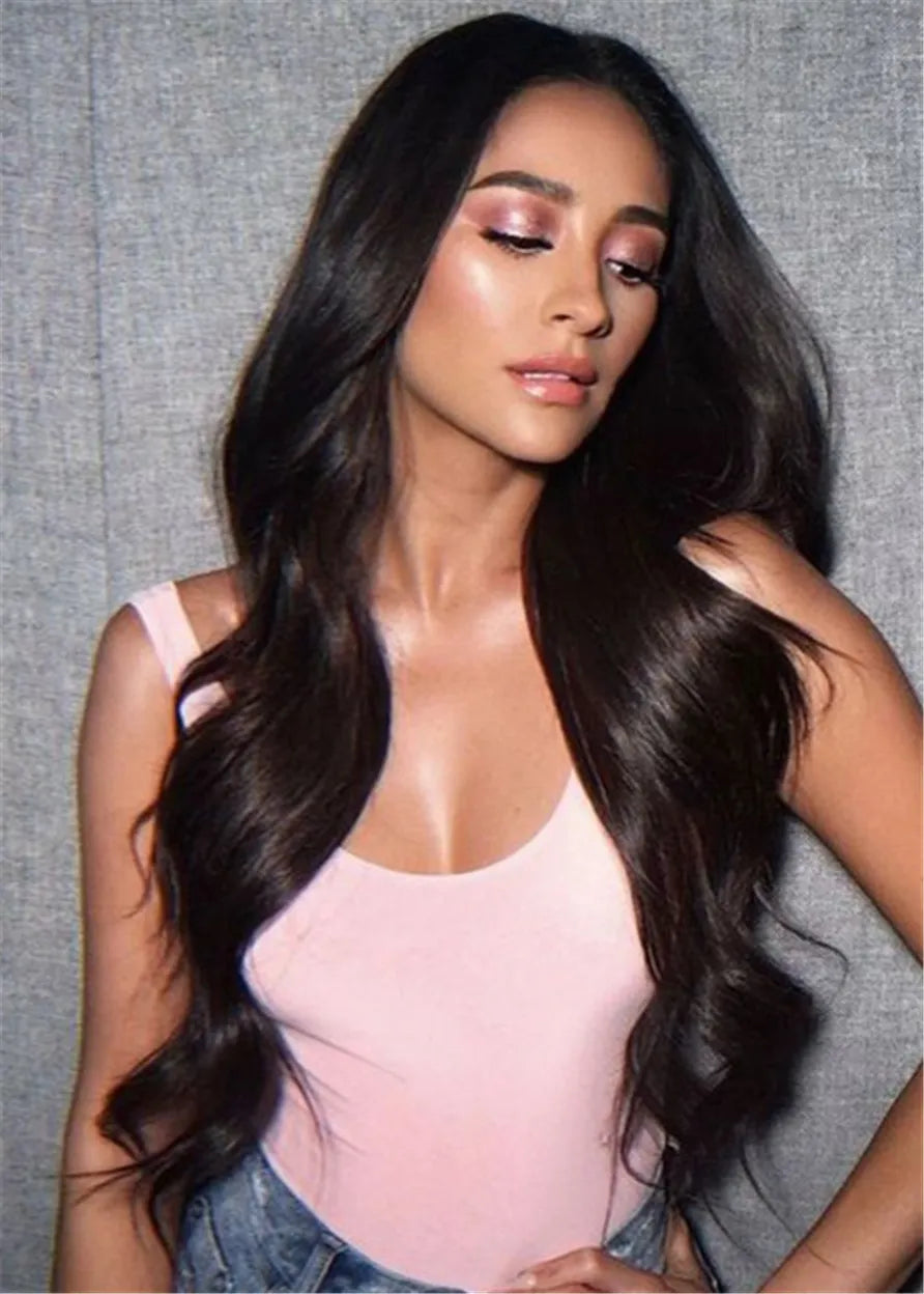 Long Wavy Human Hair Lace Front Wig 26 Inches