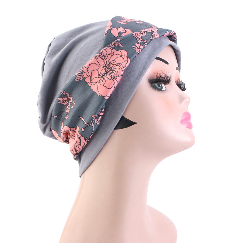 New Cross-Border Bohemian Style Printed Cross-Turban Hat, Elastic Head Wrap Hat, Hair Care Hat Jdt-505