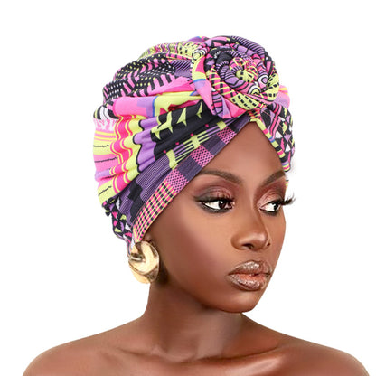 Amazon European and American ethnic style plate Flower headscarf cap elastic printing Indian cap chemotherapy cap TJM-342B