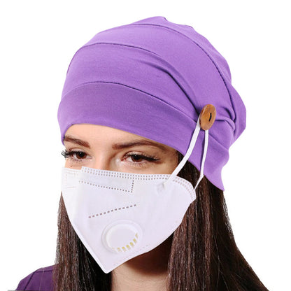 Women's Mask Hat Nurze Hat Anti-Le Moon Hat Ear Protecting Headband Bamboo Fiber Modal Cotton Chemotherapy Hat