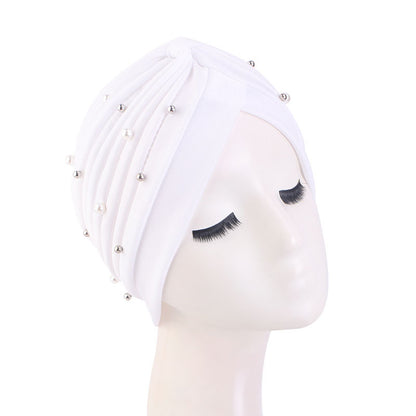 Amazon Solid Color Stretch Hood Headscarf Hat Starry Beads India Yoga Hat Chemotherapy Hat TJM-49