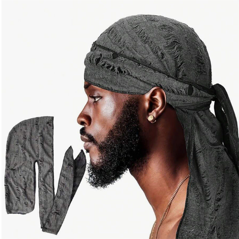 European and American Popular Vintage Ripped Cotton Ribbon Pirate Hat Men's Tape Turban Hat Turban JDT-05-6