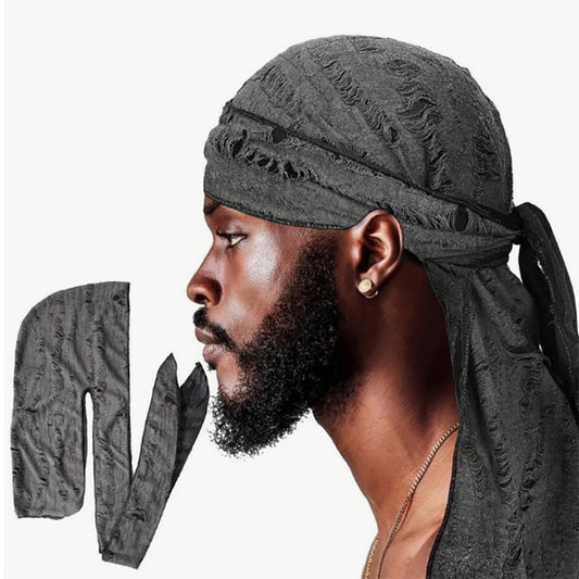European and American Popular Vintage Ripped Cotton Ribbon Pirate Hat Men's Tape Turban Hat Turban JDT-05-6
