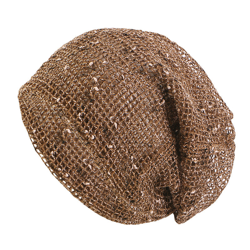 Cross border new breathable cotton and linen mesh hat, headscarf hat, twisted braid hat, double-layer pullover hat JDU-59