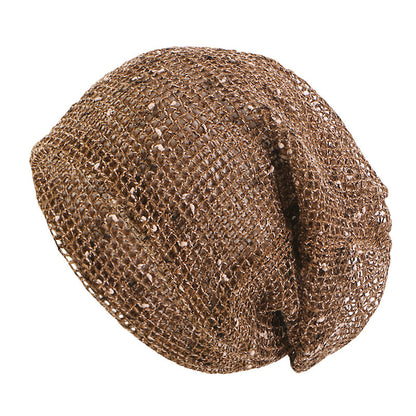 Cross border new breathable cotton and linen mesh hat, headscarf hat, twisted braid hat, double-layer pullover hat JDU-59