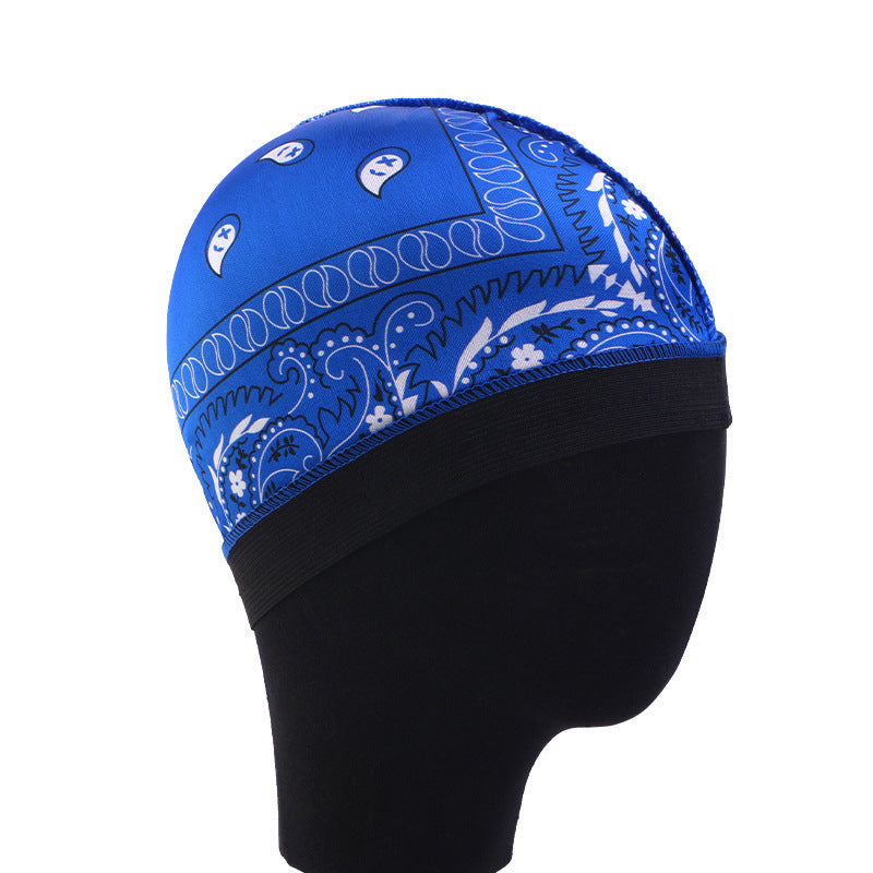 Cross-Border Hat with Cashew Flower Print, Elastic Round Hat, Faux Silk Wig Cap, Hair Loss Protection Cap Jdu-20E