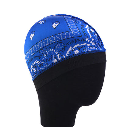 Cross-Border Hat with Cashew Flower Print, Elastic Round Hat, Faux Silk Wig Cap, Hair Loss Protection Cap Jdu-20E