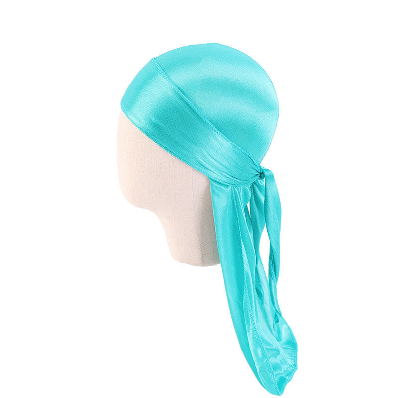 Children's Imitation Silk Pirate Hat Durag Long Tail Turban Hip Hop Cape Hat K-11